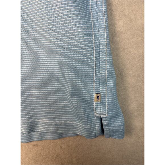 Tommy Bahama Shirt Mens Lg Short‎ Sleeve Polo Baby Blue Striped Cotton Blend - Picture 5 of 8